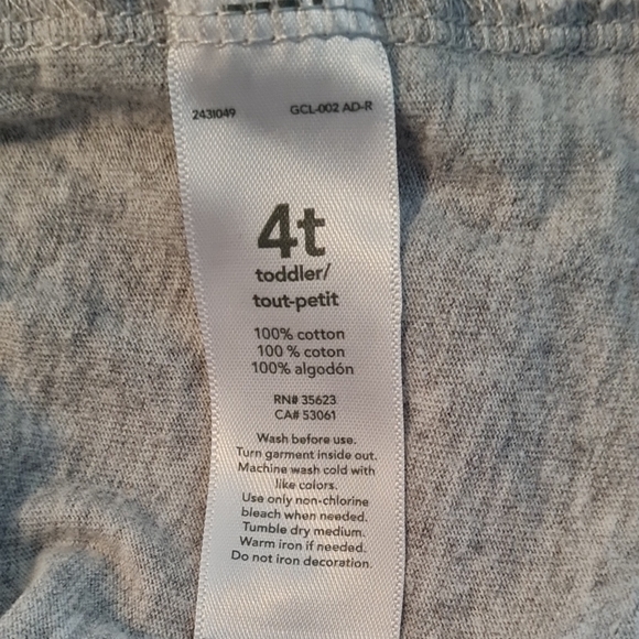 Unisex Carter's Children's Gray Dinosaur Christmas T-Shirt, good used condition - Picture 4 of 4